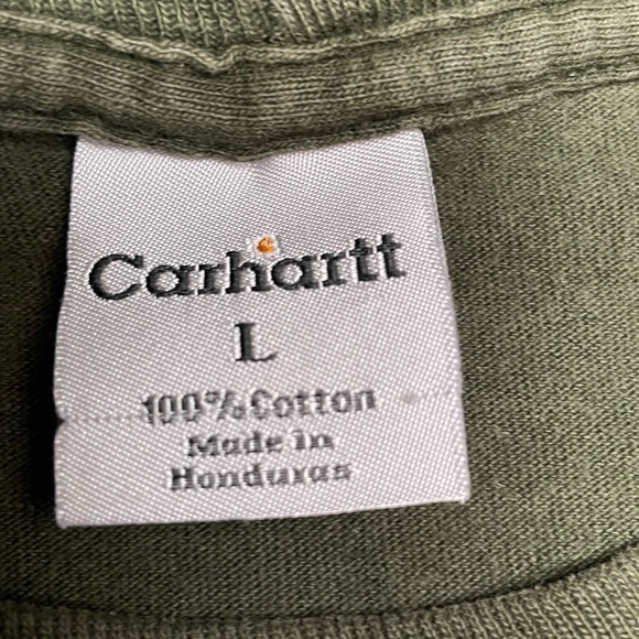 Vintage CARHARTT T-shirt ARMY GREEN Work-Wear Great Wear/Fade sz LARGE Early 00s - Picture 7 of 7